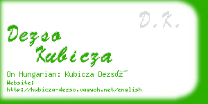 dezso kubicza business card